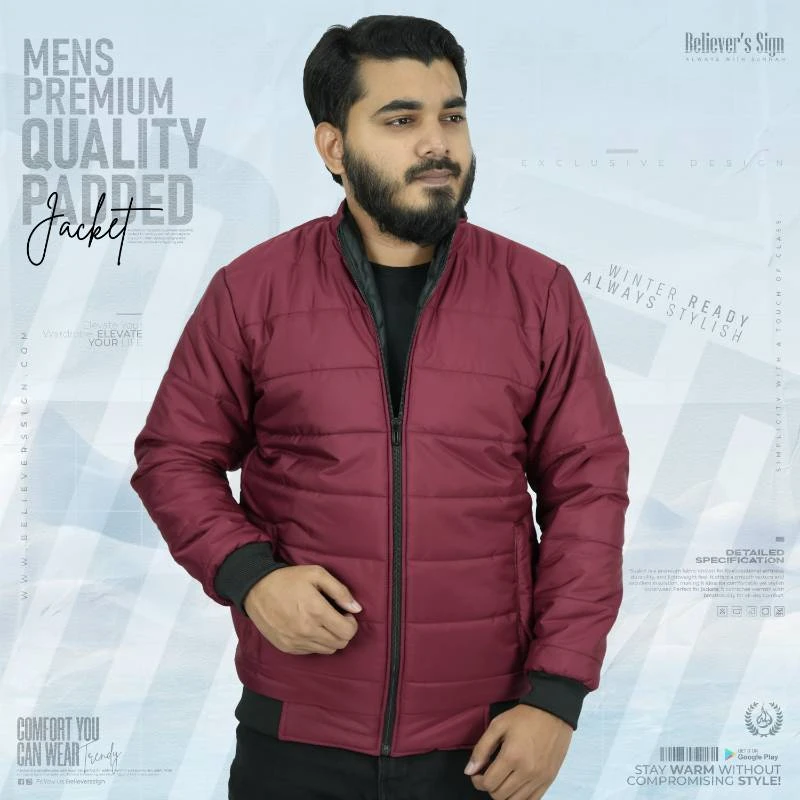 Premium Padding Jacket - Maroon (Single Side Usable)